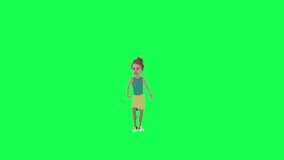 3d cartoon boy dancing samba, front angle chroma key green screen
