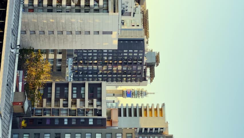 Vertical Pan Across Santiago Urban City Skyline On Clear Day, Chile
