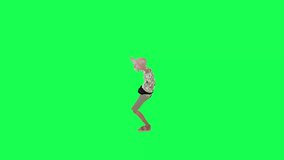 3d old tourist man dancing hip-hop right angle green screen video