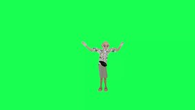 3d old tourist man dancing hip-hop, front angle green screen video