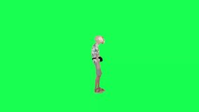 Gangnam style dancing old tourist man, left angle green screen video
