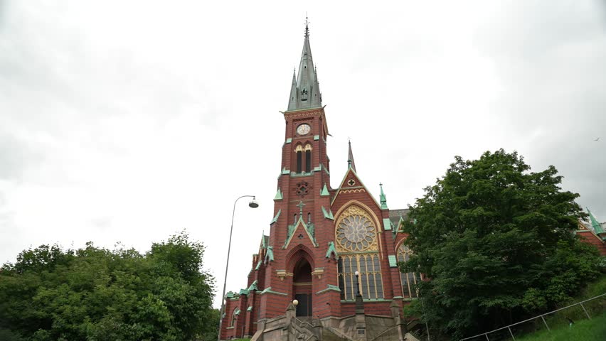  VIew of Oscar Fredriks church, built in 2 of April 1893 by Bishop Edvard Herman Rohde, Church, view of Oscar Fredrik church and beautiful city in the background, 