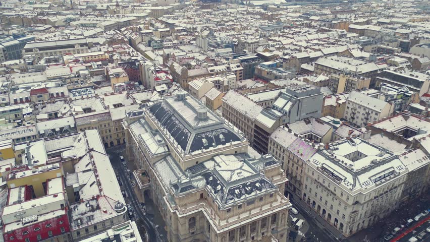 Hungary budapest national opera house drone winter