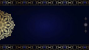 luxury Gold mandala ornament looping smoothly , blue islamic arabic background , islamic design video template arabic style for any purpose , loop animation