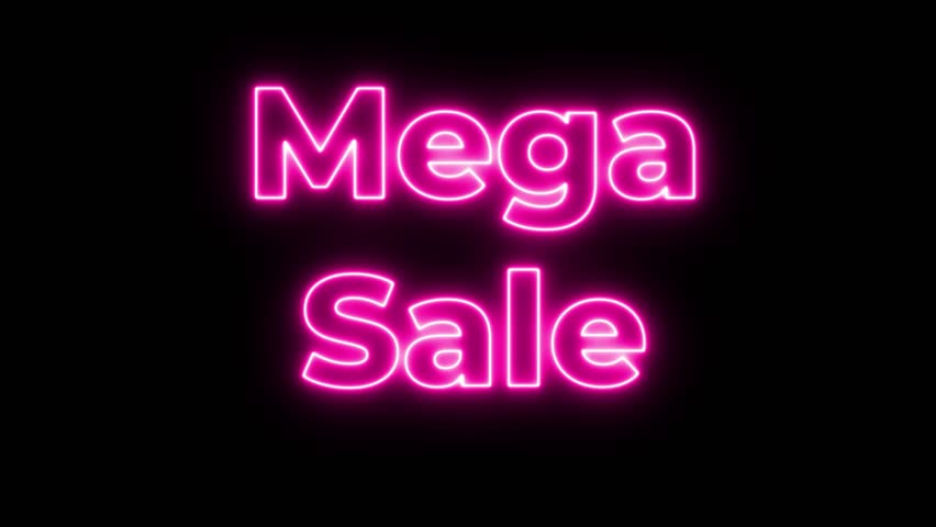 Pink Neon Mega Sale flickering Animation.