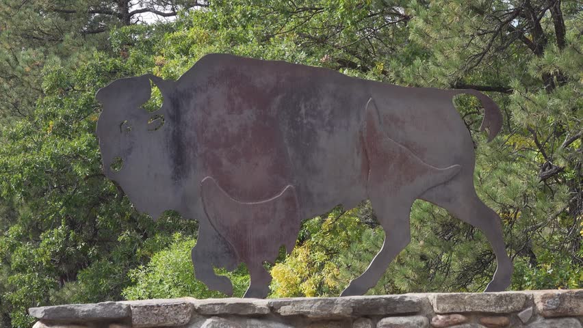 Custer State Park welcome sign in  South Dakota, USA, slow zoom out