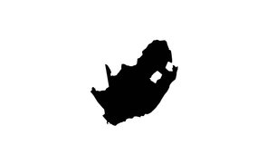 animated video of the map icon for the country of South Africa.4k video quality