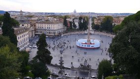 Video from piazza di Popolo in center of Rome as seen from villa Borghese, Italy