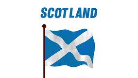 Scotland animated video raising the flag, introduction of the country name and flag 4K Resolution.