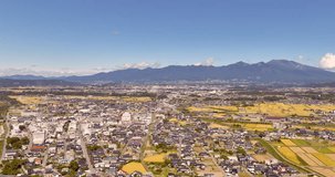 Aerial - Saku City, Nagano, Japan Urban landscape Business and Sightseeing video Dolly-in