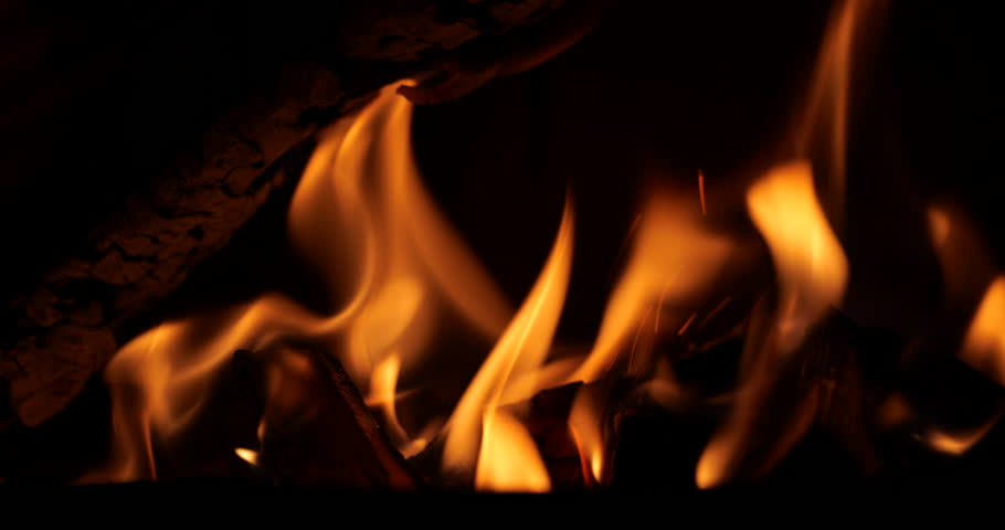 close-up wood fire with sound. fireplace wood fire close-up. spark in the wood fire. relaxing fireplace fire background with sound Royalty-Free Stock Footage #3405134567
