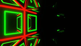 Green and Red Cylindrical Neon Moving Background VJ Loop in 4K