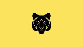 bear logo silhouette on yellow background.4k video loop animation.