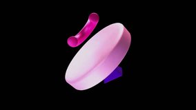 Rotating animation in pink on black background.4k video loop animation.