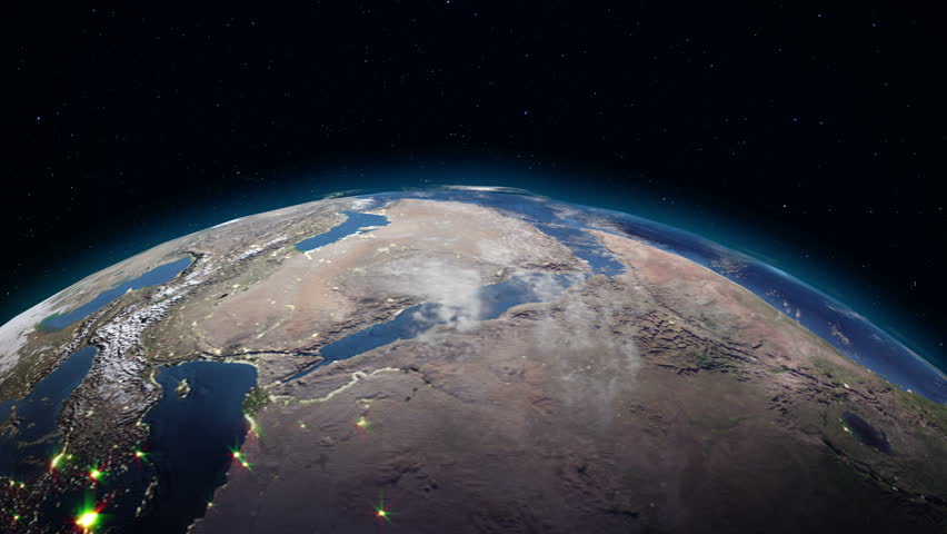 Realistic Earth rotating in space (loop). On the planet Earth is visible the change of day and night, with the correct rotation in the seamless loop. There are cities with night lighting | Shutterstock HD Video #34052758