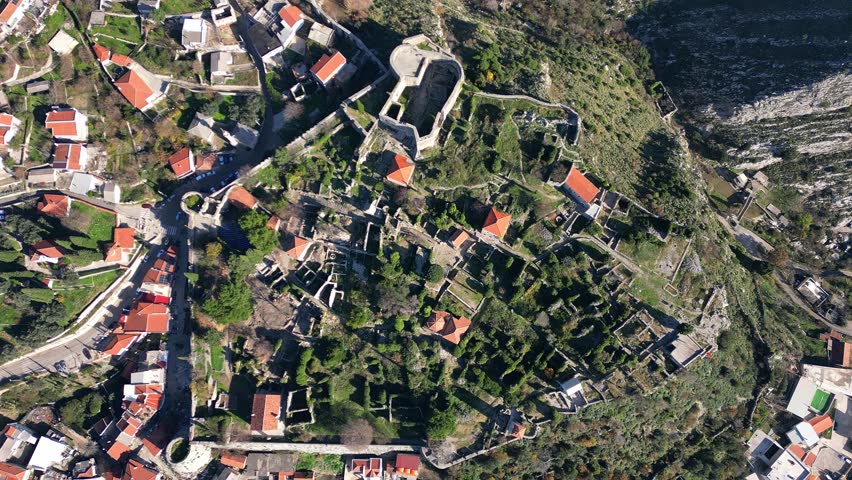 Bar, Montenegro. Drone footage of the Old Town in Bar.