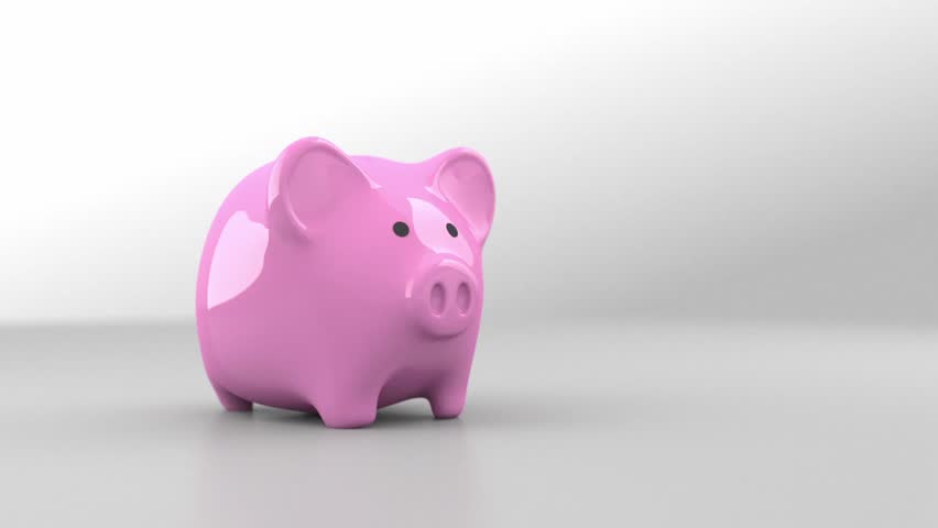 3D render of pink piggy ban filling with cash loop with white background. Money concept Royalty-Free Stock Footage #3405379891