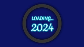 happy new year 2024 animation in loading concept. new year 2024 is on the way. new year loading circles clip.