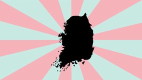 Animated video of the South Korean map icon with a rotating background