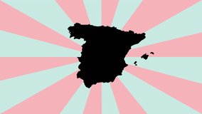 Animated video of the Spain map icon with a rotating background