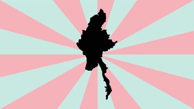 Animated video of the Myanmar map icon with a rotating background