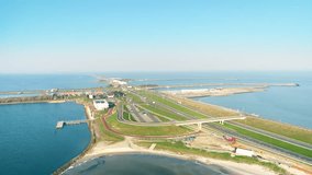 Enclosure Dam (Afsluitdijk): Kornwerderzand with Wadden Center Building - Friesland, The Netherlands – 4K Drone Footage
