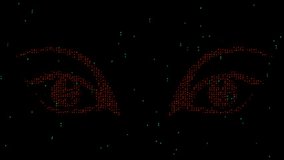 Scary eyes with matrix code on plain black background - Powered by Shutterstock - Get 15% off with code: PIKWIZARD15
