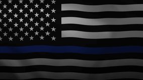 Thank you Lettering Text Animation with American Police Flag background. Celebrate National Law Enforcement Appreciation Day on 9th of January.