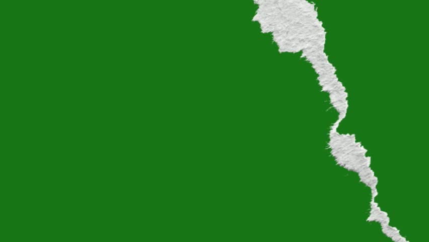 Torn paper transition, with green screen background.