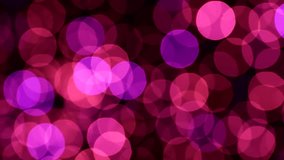 Purple abstract defocused background, circle shape bokeh spots. Loop. Blur, effect, art, led, neon, bright, light, flash, party, film, color, night, glow, gold, blink, magic, intro, hd. ProRes 422HQ