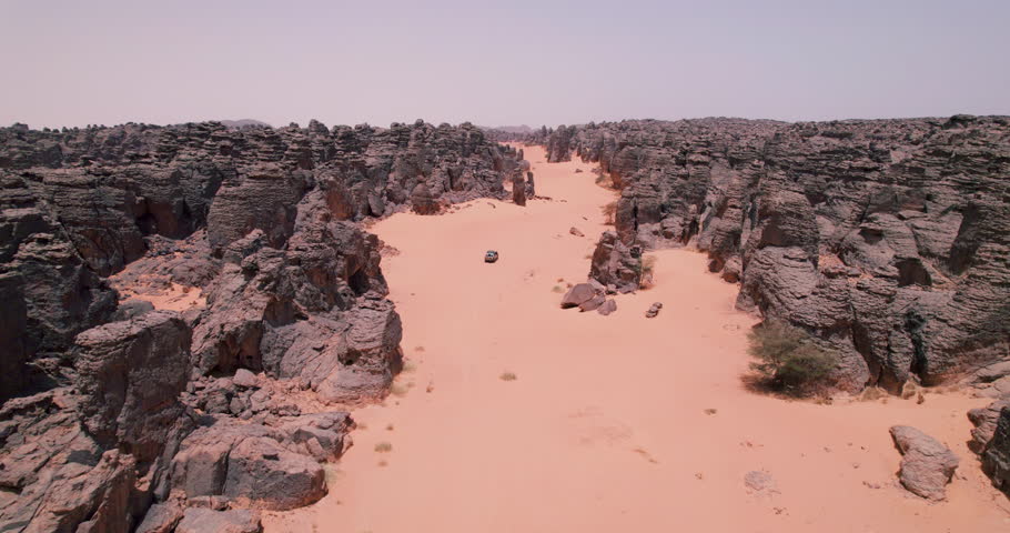 Vehicle Driving Off Road In The Desert In Tassili N
