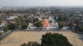 aerial view, the historical building Sasana Hinggil Dwi Abad which is a building located next to the southern square (alun-alun kidul) of Yogyakarta.