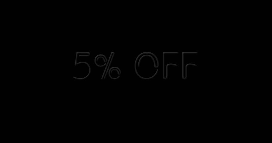 Flashing neon 5% OFF orange color sign on black background on and off with flicker Royalty-Free Stock Footage #3405804431