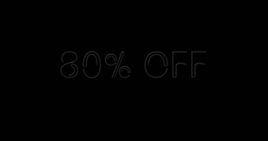 Flashing neon 80% OFF pink color sign on black background on and off with flicker Royalty-Free Stock Footage #3405804437