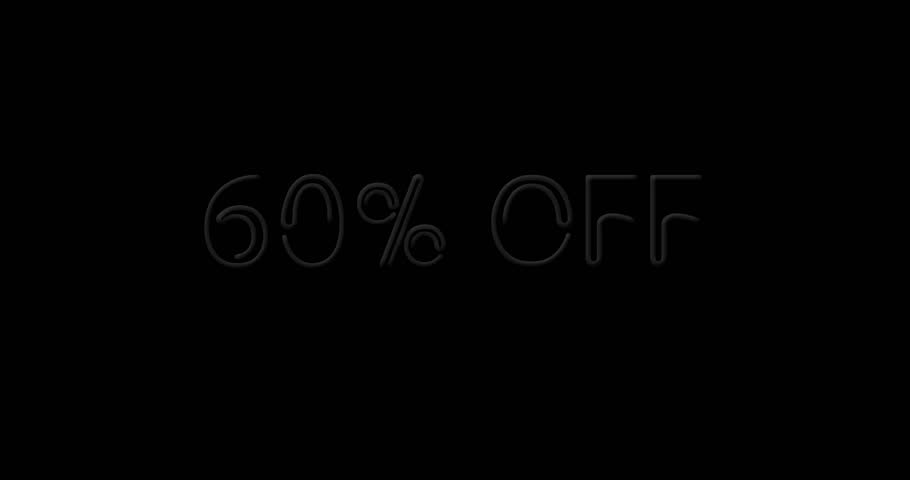 Flashing neon 60% OFF red color sign on black background on and off with flicker Royalty-Free Stock Footage #3405804475