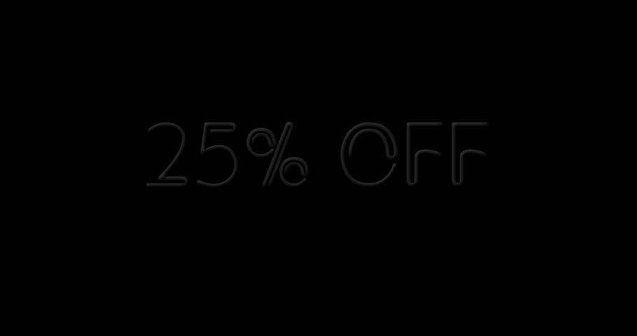 Flashing neon 25% OFF teal color sign on black background on and off with flicker Royalty-Free Stock Footage #3405876605