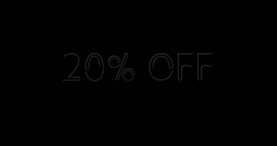 Flashing neon 20% OFF orange color sign on black background on and off with flicker Royalty-Free Stock Footage #3405876623
