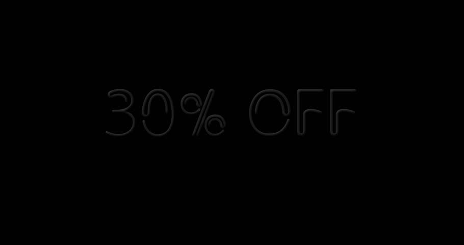 Flashing neon 30% OFF teal color sign on black background on and off with flicker Royalty-Free Stock Footage #3405876641