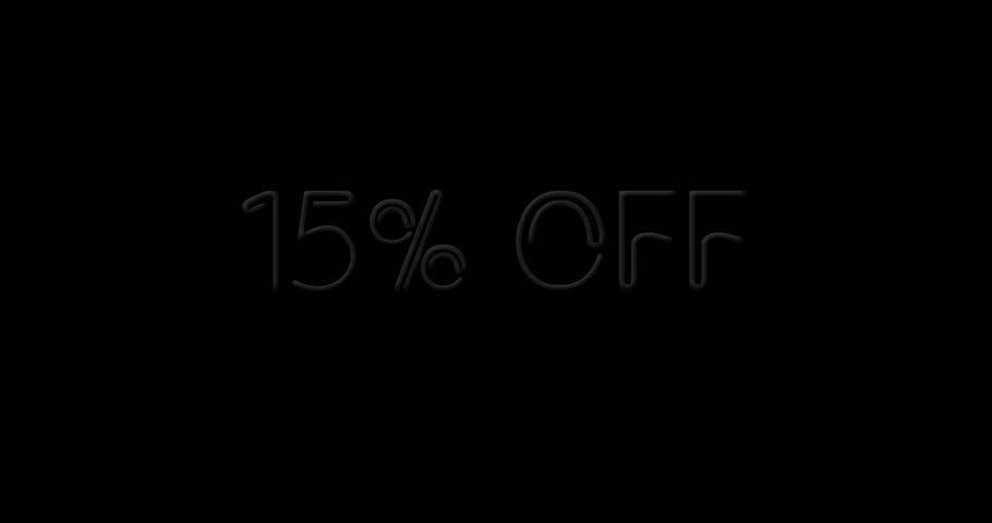 Flashing neon 15% OFF orange color sign on black background on and off with flicker Royalty-Free Stock Footage #3405876665