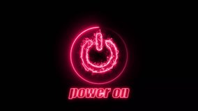 Neon power button icon animation 