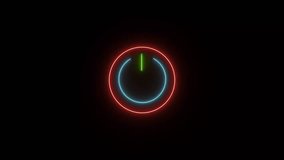 Abstract neon power button animation background  