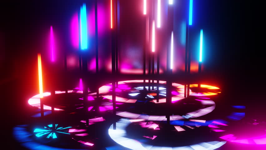 Abstract endless neon colorful rain with reflection from metal. Vj loop club visual vfx background video dj visuals - Powered by Shutterstock - Get 15% off with code: PIKWIZARD15