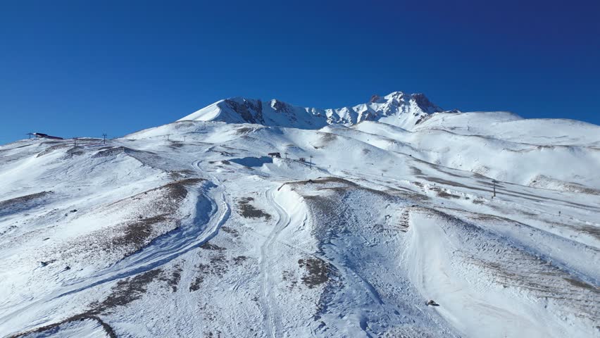 Images from a snowy and extinct volcanic volcano