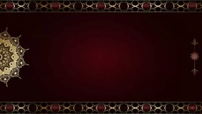 luxury Gold mandala ornament looping smoothly , red islamic arabic background , islamic design video template arabic style for any purpose , loop animation