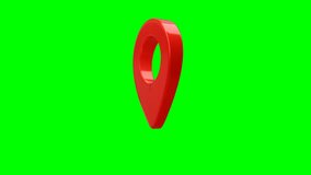 3d Rendered animation of GPS icon in red color on green screen background - 4K video