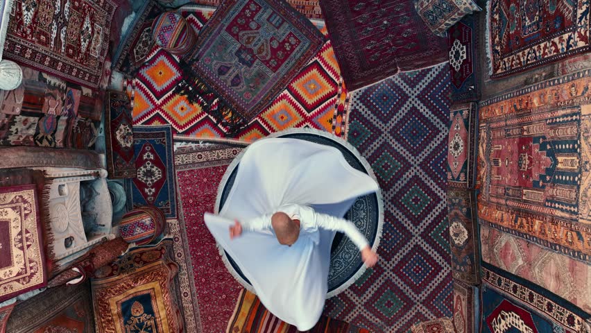 Aerial view of Sufi Whirling Dervish, Turkey Royalty-Free Stock Footage #3406073163