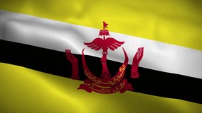 Brunei flag waving animation, perfect looping, 4K video background, official colors