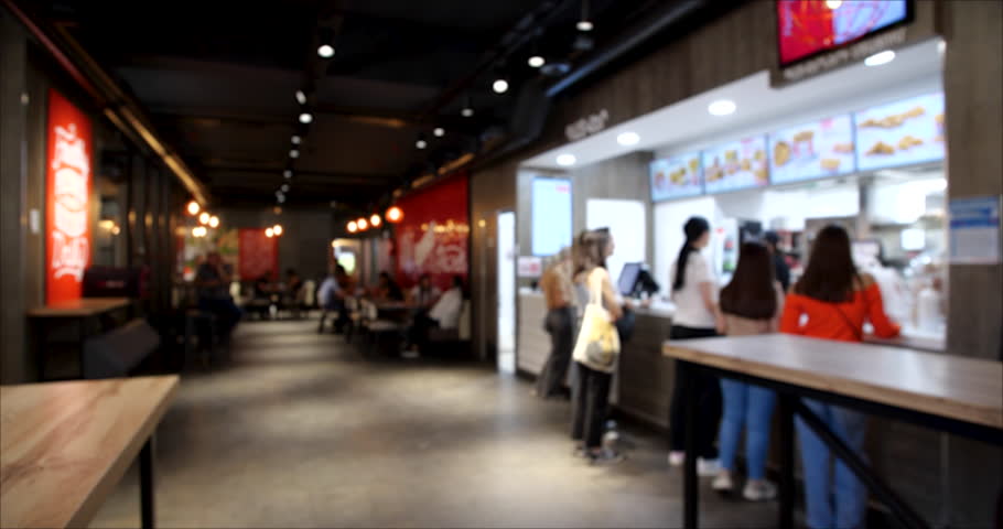 Time Lapse video of People Ordering from the Fast Food restaurant. Blurred background 4K video Royalty-Free Stock Footage #3406152009