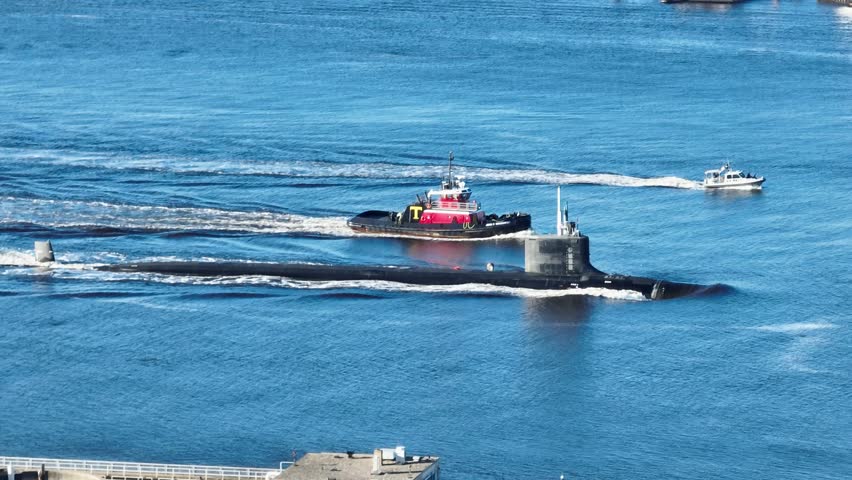 Submarine coming home in  Groton, CT