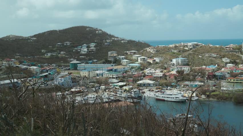 overlooking Cruz bay, st john after hurricane Irma, united states virgin islands
